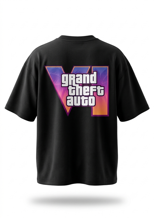 Vice City Oversized Black T-Shirt