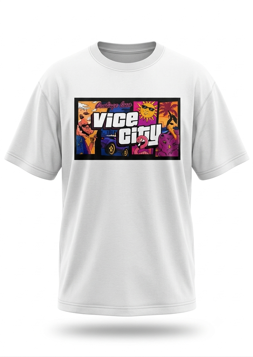 Vice City Oversized White T-Shirt