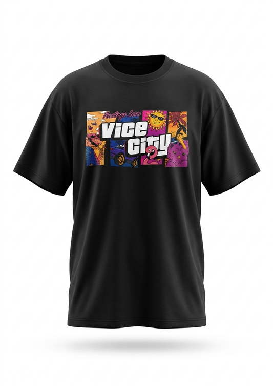 Vice City Oversized Black T-Shirt
